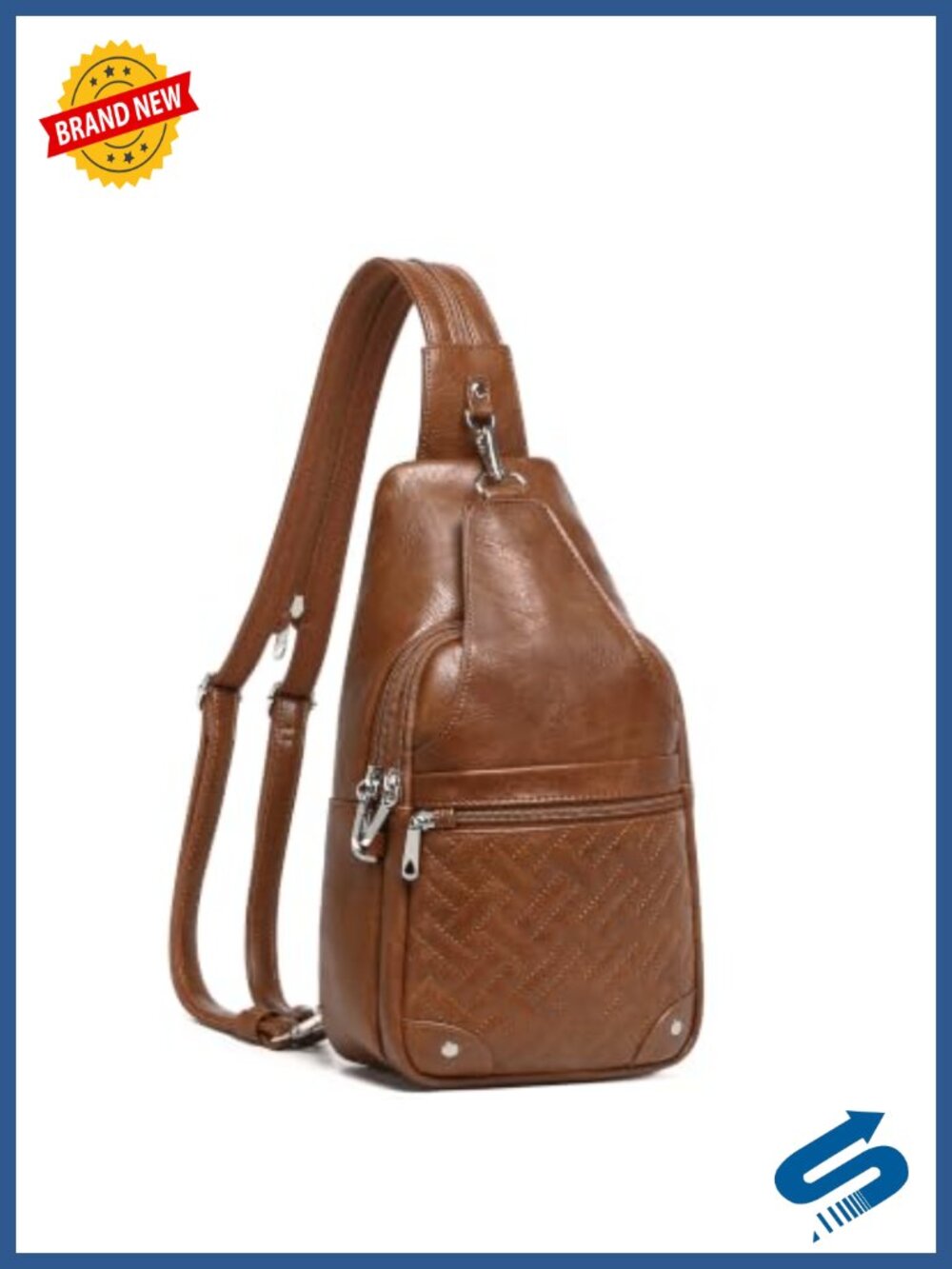 Anti Theft Crossbody Sling Bag RFID Blocking Faux Leather Backpack Purse